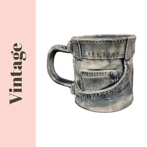 🌸 Vintage Blue Jean Denim Coffee Mug Light Wash Color 1993